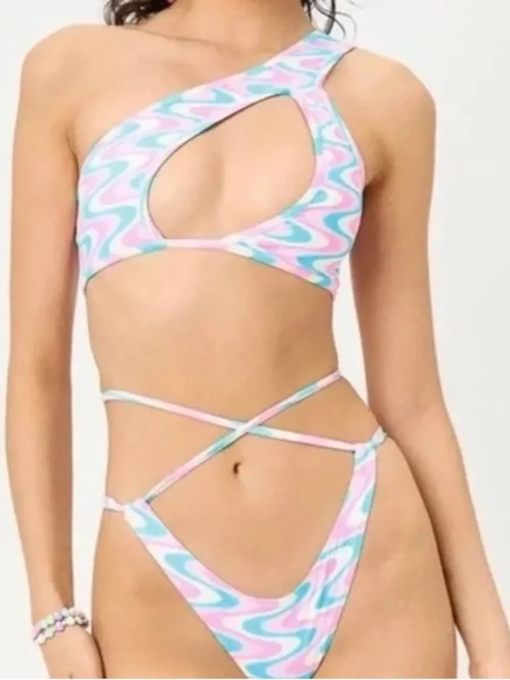 Frankies Bikinis X Wildflower Collab One Shoulder Bikini Set